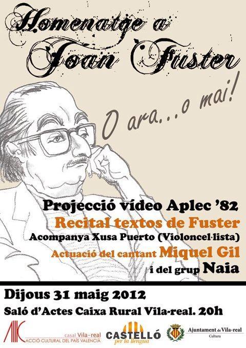 Vila-real rendeix homenatge a Joan Fuster en la commemoraci del 50 aniversari de 'Nosaltres els valencians'